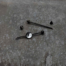 Load image into Gallery viewer, 14G Black Ghost Yin Yang Industrial Barbell Set of 2
