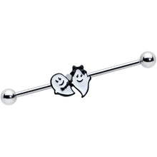 Load image into Gallery viewer, 14G Black Tie Ghosts Glow in Dark Industrial Barbell 38mm Set of 3
