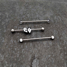 Load image into Gallery viewer, 14G Black Tie Ghosts Glow in Dark Industrial Barbell 38mm Set of 3
