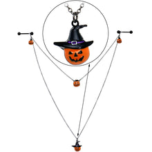 Load image into Gallery viewer, 14G 9/16 Black Witchy Pumpkin Halloween Double Nipple Chain
