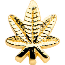Load image into Gallery viewer, 20G 1/4 Gold Tone Texture Pot Leaf L Shape Nose Ring
