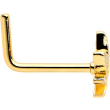 Load image into Gallery viewer, 20G 1/4 Gold Tone Texture Pot Leaf L Shape Nose Ring
