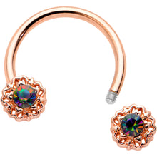 Load image into Gallery viewer, 16G 3/8 Purple Tourmaline Rose Gold Tone Flower Circular Barbell

