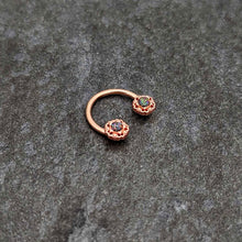 Load image into Gallery viewer, 16G 3/8 Purple Tourmaline Rose Gold Tone Flower Circular Barbell
