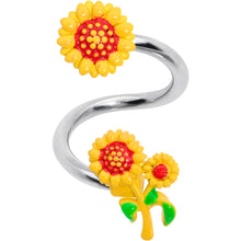Load image into Gallery viewer, Happy Sunflower Trio Spiral Twister Belly Ring
