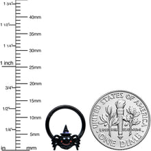 Load image into Gallery viewer, 16G 3/8 Black Halloween Smiling Spider Witch Hinged Segment Ring
