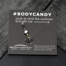 Load image into Gallery viewer, Clear Yellow Purple Gem Dragonfly Dangle Belly Ring

