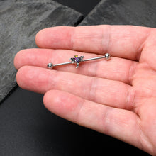 Load image into Gallery viewer, 14G Purple Yellow Gem Dragonfly Industrial Barbell 38mm
