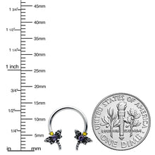 Load image into Gallery viewer, 16G 3/8 Purple Yellow Gem Dragonfly Horseshoe Circular Barbell
