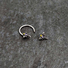 Load image into Gallery viewer, 16G 3/8 Purple Yellow Gem Dragonfly Horseshoe Circular Barbell
