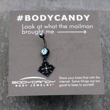 Load image into Gallery viewer, Blue Gem Black Lacy Rhombus Dangle Belly Ring
