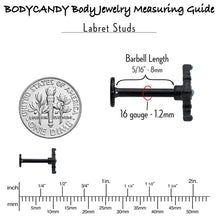Load image into Gallery viewer, 16G 5/16 Black Lacy Rhombus Blue Labret Monroe Tragus
