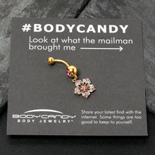 Load image into Gallery viewer, Pink Clear Gem Gold Tone Texture Star Dangle Belly Ring
