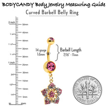 Load image into Gallery viewer, Pink Clear Gem Gold Tone Texture Star Dangle Belly Ring
