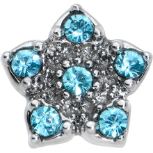 Load image into Gallery viewer, 20G 7mm Blue Clear Gem Star Flower L Shape Nose Ring
