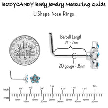 Load image into Gallery viewer, 20G 7mm Blue Clear Gem Star Flower L Shape Nose Ring
