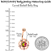 Load image into Gallery viewer, Dark Aurora Gem Rose Gold Tone Filigree Flower Belly Ring
