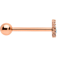 Load image into Gallery viewer, White Synthetic Opal Rose Gold Tone Drop Barbell Tongue Ring
