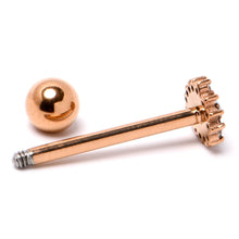 Load image into Gallery viewer, White Synthetic Opal Rose Gold Tone Drop Barbell Tongue Ring
