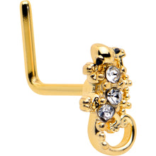 Load image into Gallery viewer, 20G 7mm Clear Gem Gold Tone Luscious Lizard L Shape Nose Ring
