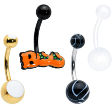 Load image into Gallery viewer, White Gold Tone Clear Halloween Marbelized Boo Belly Ring Set of 4
