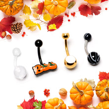 Load image into Gallery viewer, White Gold Tone Clear Halloween Marbelized Boo Belly Ring Set of 4
