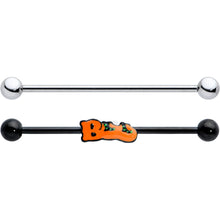 Load image into Gallery viewer, 14G Black Halloween Boo Glow in Dark Industrial Barbell Set of 2

