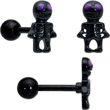 Load image into Gallery viewer, 16G 1/4 Clear Gem Black Scorpion Pumpkin Cartilage Earring Set of 3

