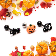 Load image into Gallery viewer, 16G 1/4 Clear Gem Black Scorpion Pumpkin Cartilage Earring Set of 3
