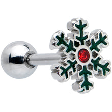 Load image into Gallery viewer, 16G 1/4 Red Gem Mitten Snowflake Cartilage Tragus Earring Curation Set of 3
