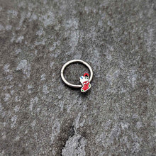 Load image into Gallery viewer, 16G 3/8 Happy Christmas Stocking Red Green Hinged Segment Ring
