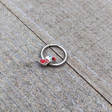 Load image into Gallery viewer, 16G 3/8 Happy Christmas Stocking Red Green Hinged Segment Ring
