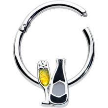 Load image into Gallery viewer, 16G 3/8 Champagne Bottle Flute Yellow Hinged Segment Ring
