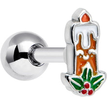 Load image into Gallery viewer, 16G 1/4 Sweet Holiday Christmas Candle Cartilage Tragus Earring
