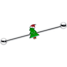 Load image into Gallery viewer, 14G Happy Christmas Tree Hat Holiday Industrial Barbell 38mm
