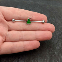 Load image into Gallery viewer, 14G Happy Christmas Tree Hat Holiday Industrial Barbell 38mm
