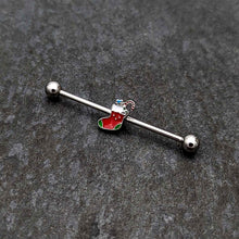 Load image into Gallery viewer, 14G Happy Christmas Stocking Red Green Industrial Barbell 38mm
