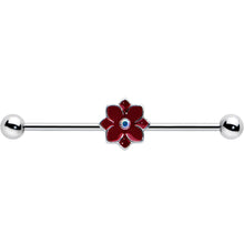 Load image into Gallery viewer, 14G Aurora Gem Poinsettia Flower Festive Industrial Barbell 38mm
