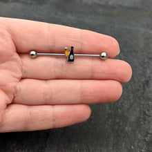 Load image into Gallery viewer, 14G Champagne Bottle Flute Yellow Industrial Barbell 38mm
