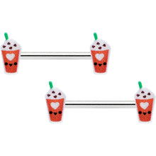 Load image into Gallery viewer, 14G 9/16 Sweet Pumpkin Frappe Autumn Barbell Nipple Ring Set
