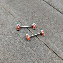 Load image into Gallery viewer, 14G 9/16 Sweet Pumpkin Frappe Autumn Barbell Nipple Ring Set
