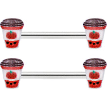 Load image into Gallery viewer, 14G 9/16 Sweet Pumpkin Latte Autumn Barbell Nipple Ring Set
