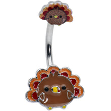 Load image into Gallery viewer, Cute Colorful Turkey Thanksgiving Double Mount Belly Ring
