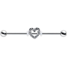 Load image into Gallery viewer, 14G Clear Gem Open Heart Valentine Industrial Barbell 38mm
