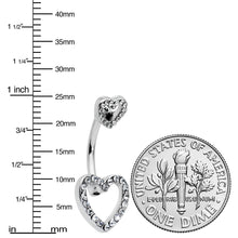 Load image into Gallery viewer, Clear Gem Open Heart Valentine Double Mount Belly Ring
