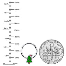 Load image into Gallery viewer, 16G 3/8 Happy Christmas Tree Holiday Hat Hinged Segment Ring
