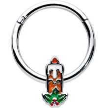 Load image into Gallery viewer, 16G 3/8 Sweet Holiday Candle Christmas Hinged Segment Ring
