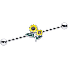Load image into Gallery viewer, 14G Cheery Inlay Sunflowers Industrial Barbell 38mm
