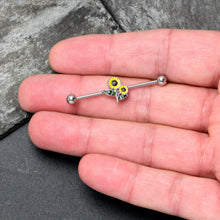 Load image into Gallery viewer, 14G Cheery Inlay Sunflowers Industrial Barbell 38mm
