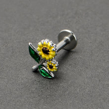 Load image into Gallery viewer, 16G 1/4 Cheery Inlay Sunflowers Labret
